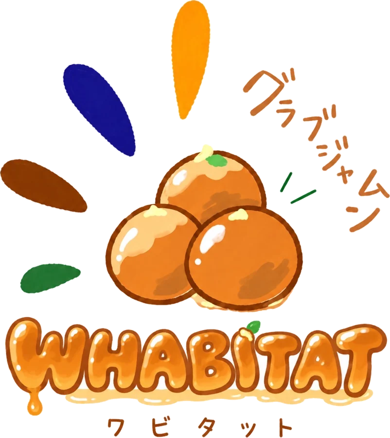グラブジャムンのイラストと WHABITAT のロゴ